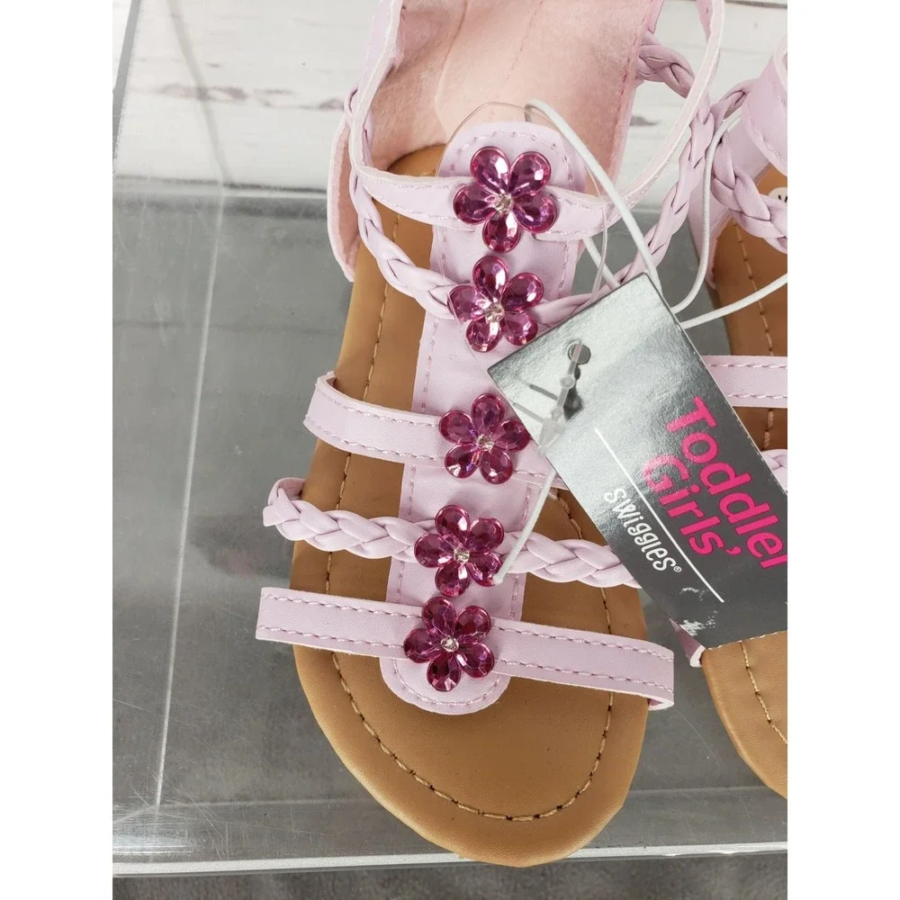 Toddler Girl pink Gladiator Jeweled large sandals